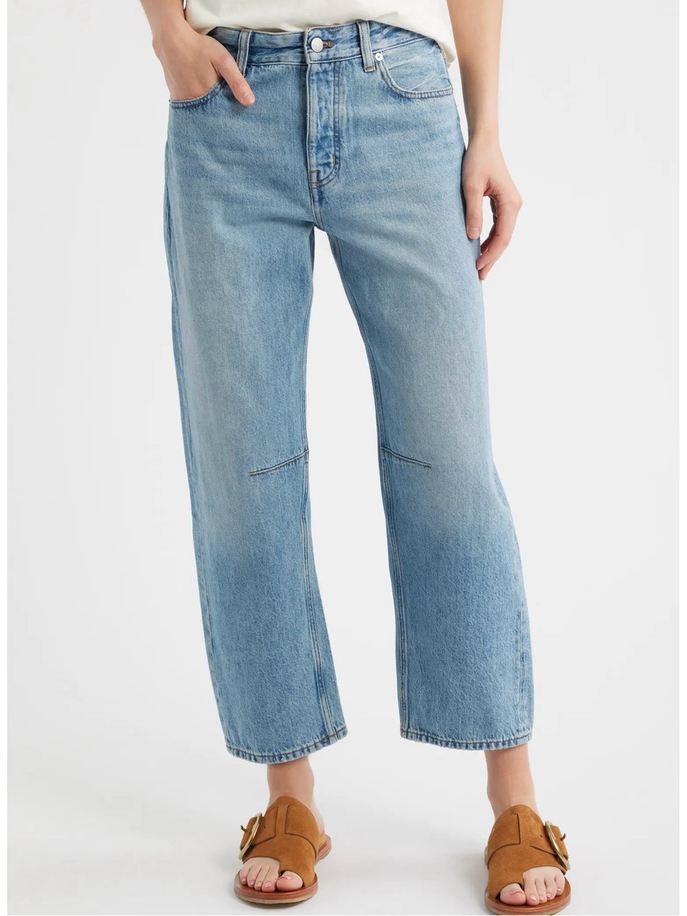 Madewell The Darted Barrel Leg Jeans Varian Wash 100% Cotton Oversized Sz 28
